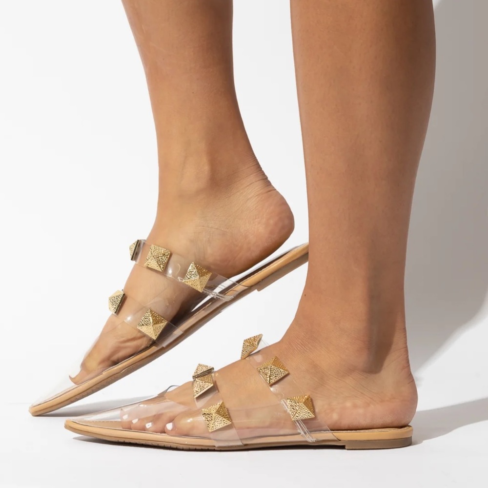 Clear gold studded sandal - Picture 4 of 4